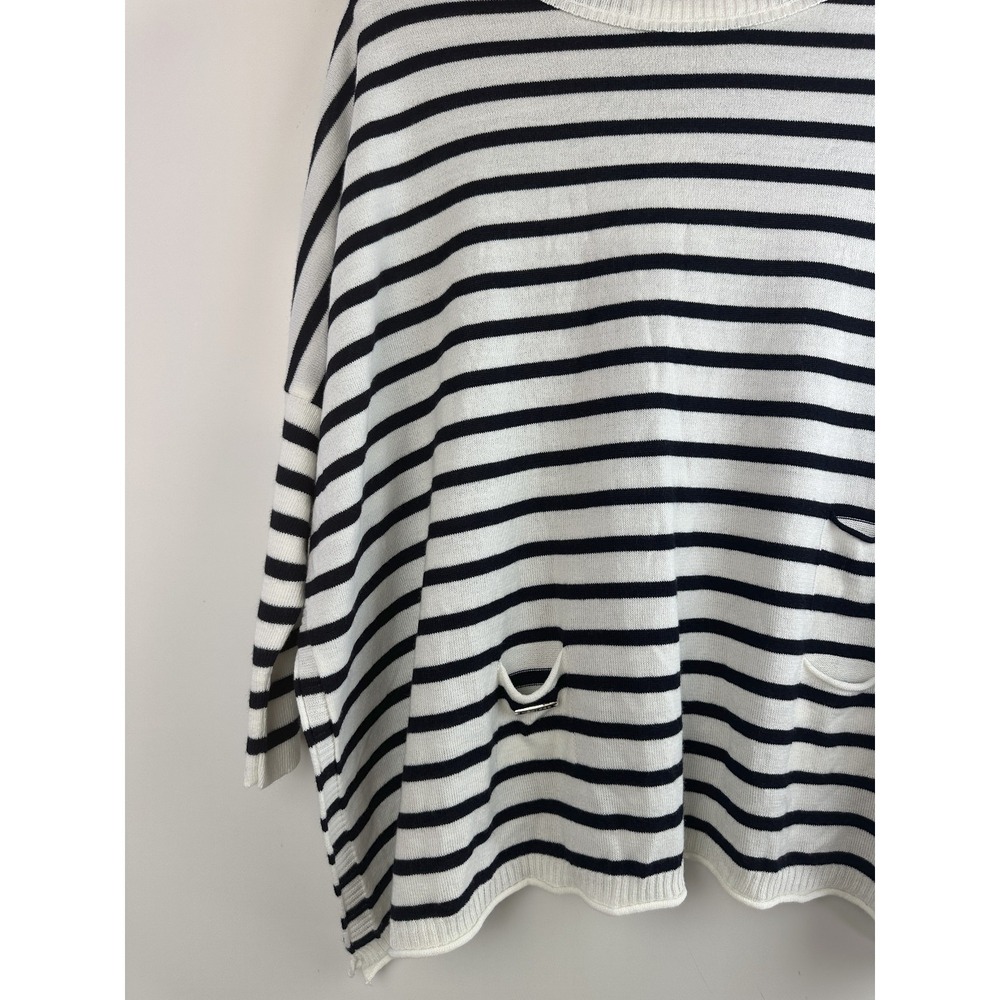 NWT MER SEA OS Catalina Traveler Sweater Side Slits Navy Stripe Boxy Mersea - Picture 9 of 14